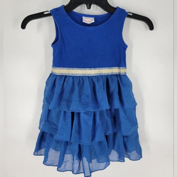 Hanna Andersson Blue Sleeveless Glitter Tiered Ruffle Dress 4 - Picture 1 of 8